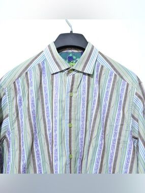 Robert Graham Mens Medium Flip Cuff Button Down Shirt Floral Design M